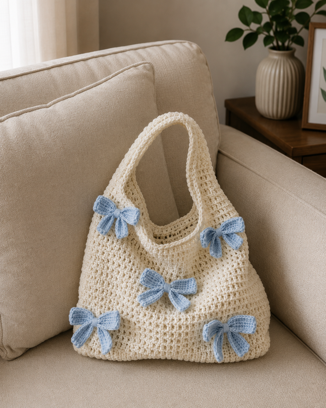Blue bow bag